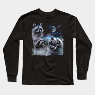 Celestial Raccoon Crew Elevate Your Wardrobe with UFO Intrigue Long Sleeve T-Shirt